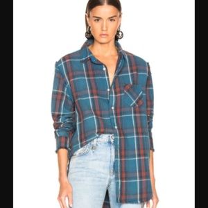 R13 shredded seam button down shirt